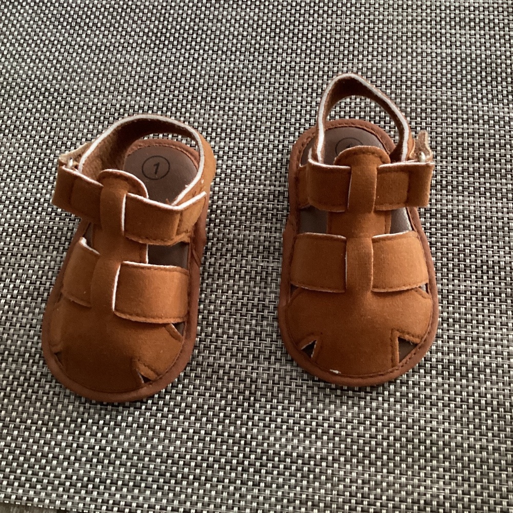 Size 1 Infant Baby Brown Sandal